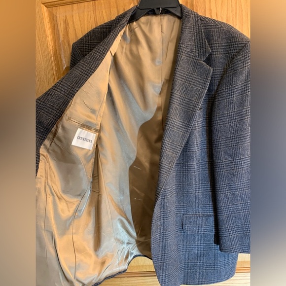 Cricketeer Sport Coat Mens Gray Wool Blend Windowpane Plaid Blazer 2 Button 41R - Picture 6 of 9